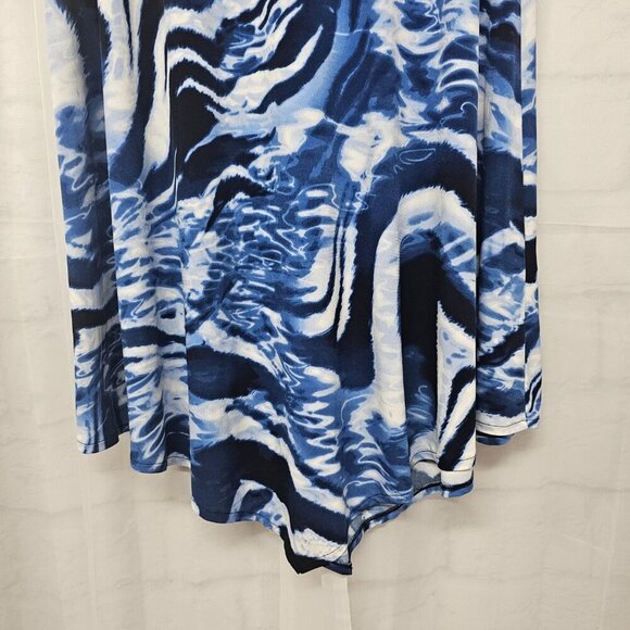 Chico's Blue White Abstract Marbled Boho Skirt Festival Retro 1 (M) - Picture 3 of 10